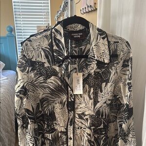 Johnny Was Monochrome Botanical Blouse